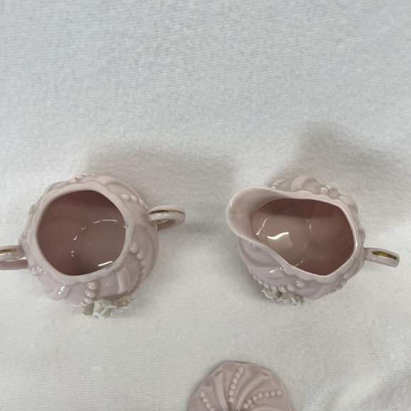 Norcrest Creamer and Sugar Bowl Set Porcelain Pink Lavender Roses Vintage - Picture 4 of 12